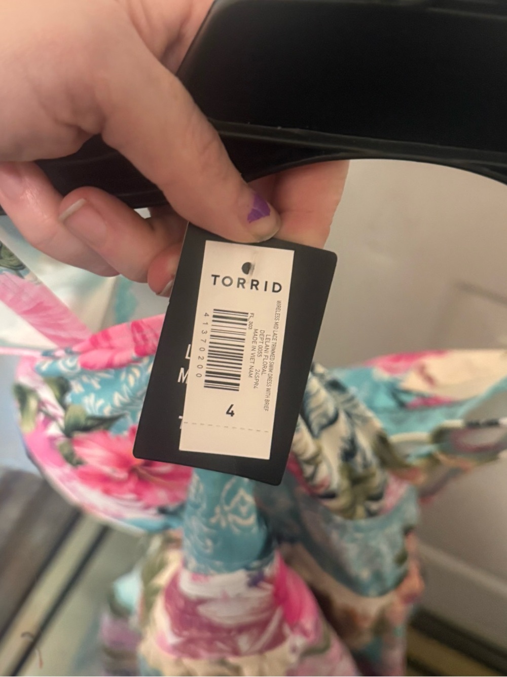 BRAND NEW Torrid Tropical Print 4X Lace Trim Racerback Swimsuit Dress - Picture 4 of 10